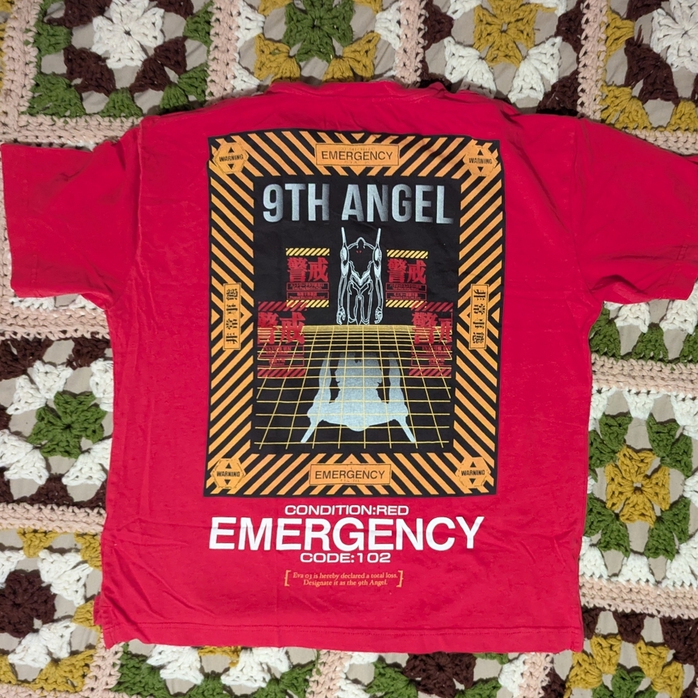 Vintage Neon Genesis EVANGELION 9th Angel EOE End Of Eva Red T-Shirt Medium